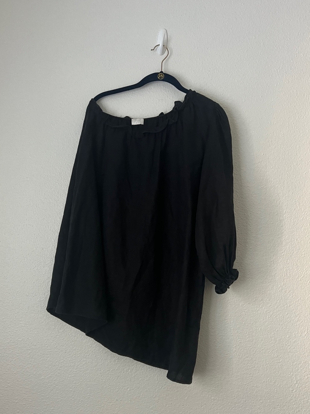 POSSE Black Linen Asymmetrical One Shoulder Blouse - Size S